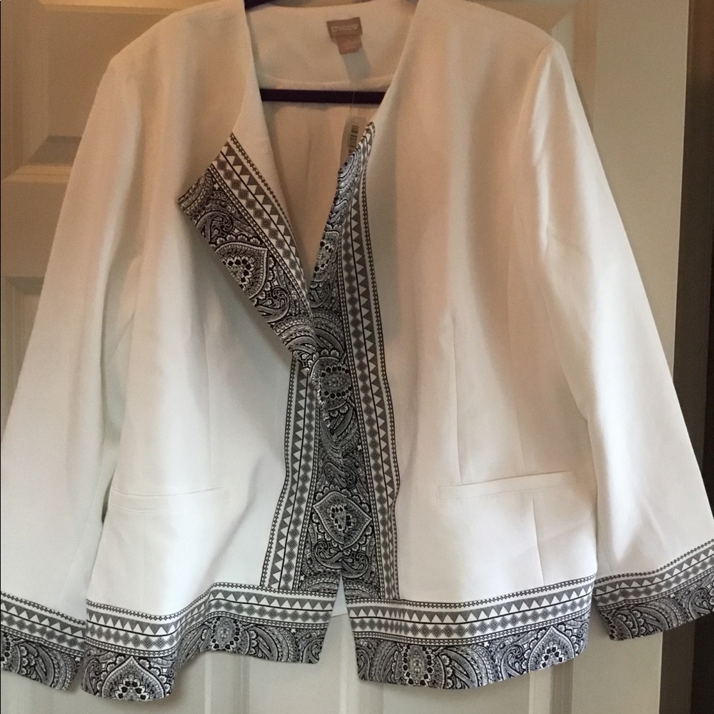 Chico’s printed border jacket